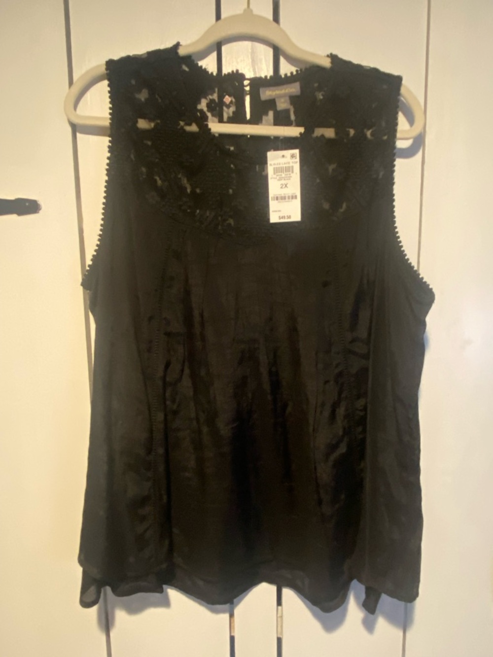 Style & Co. Black Lace Yoke Sleeveless Camisole - Picture 2 of 7